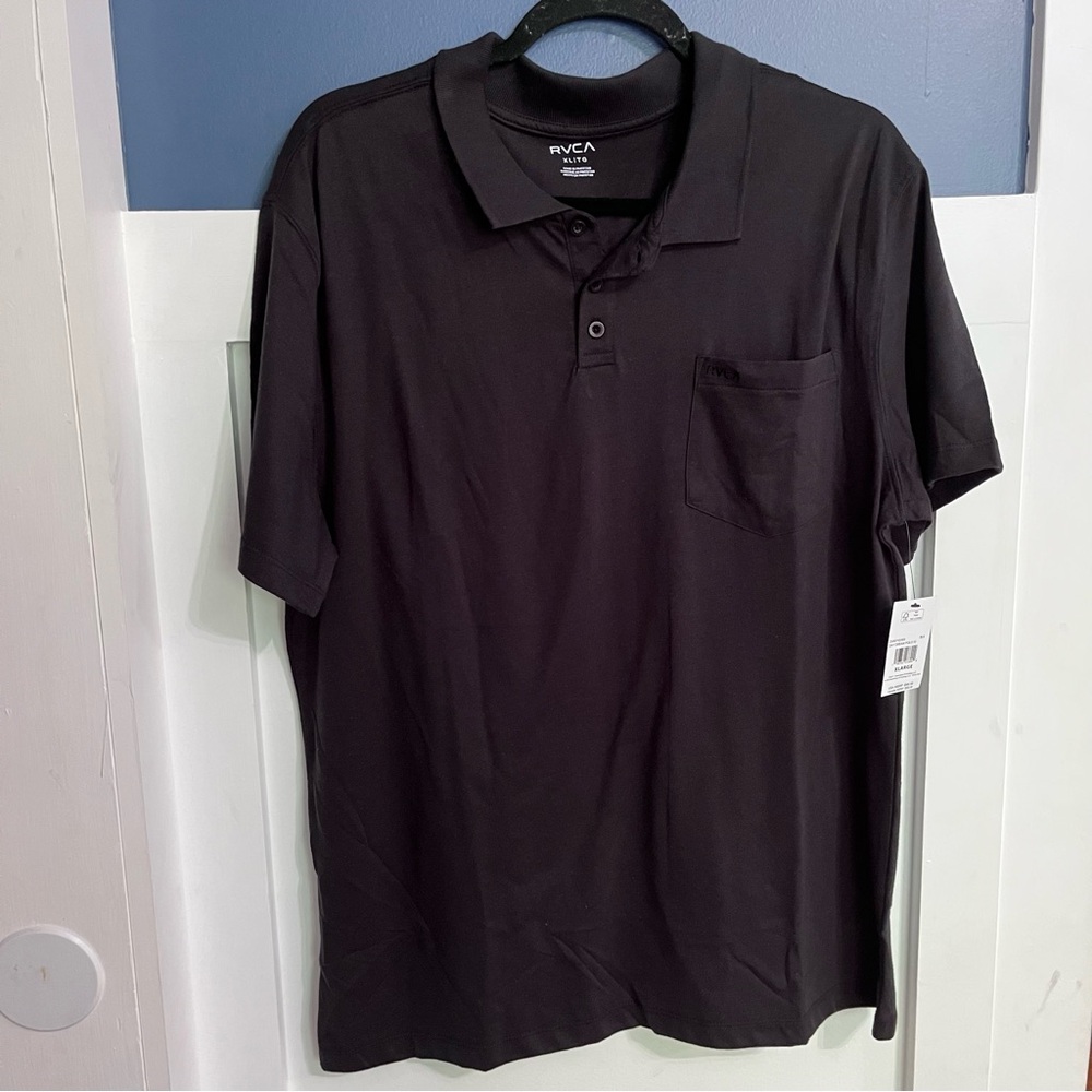 RVCA Day Dream Polo SS Shirt Black Mens Size XLarge NWT Cotton Blend